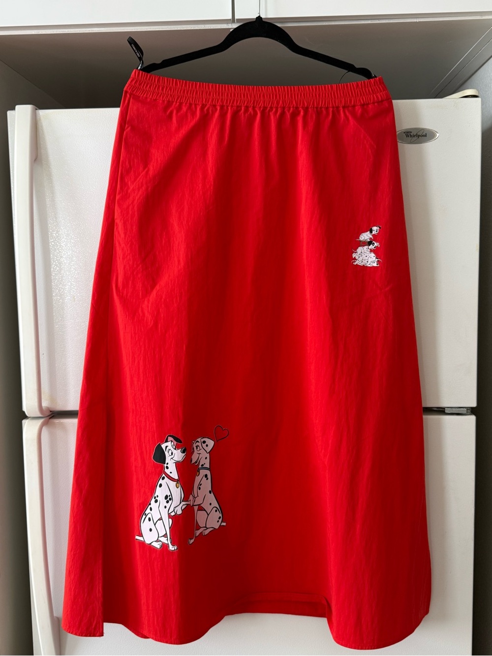 Kenneth Cole Red Maxi Skirt with Dalmatian Motif